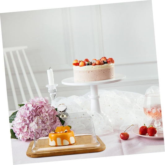 Square Bamboo Cake Dish with Transparent Acrylic Lid