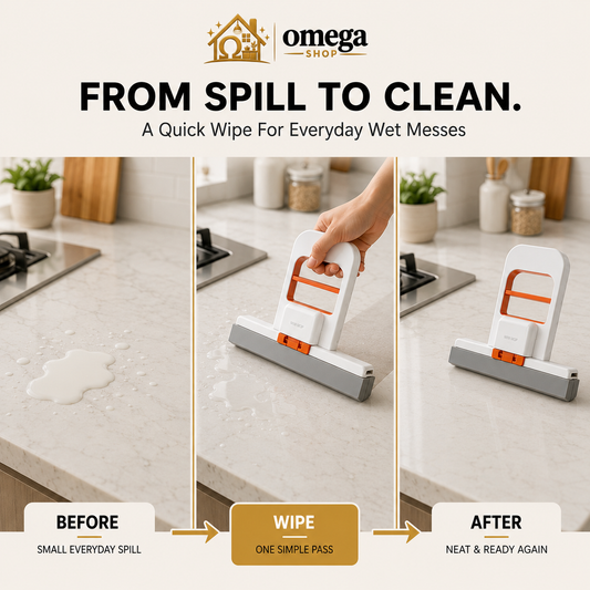 Omega Mini Foldable Self-Squeeze Sponge Mop for Kitchen & Bathroom
