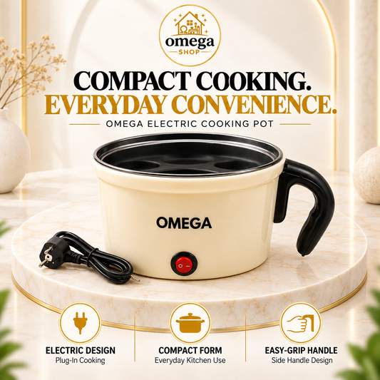 Omega Multi-Function Electric Cooking Pot with Handle – Portable Mini Hot Pot & Food Cooker
