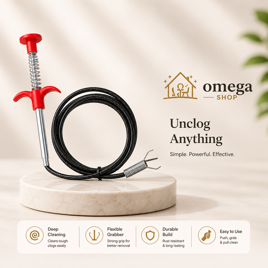 Omega 5-in-1 Kitchen Cleaning Bundle – Mini Foldable Mop, Soap Dispenser, Dish Scrubber, Sink Splash Guard & Drain Clog Remover