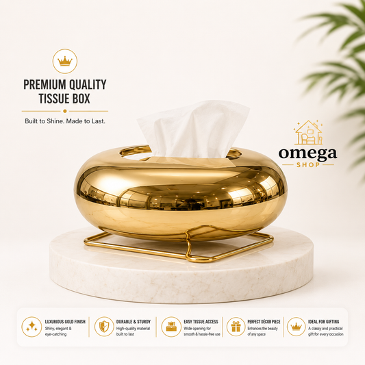 Omega Luxury Golden Oval Tissue Box Holder