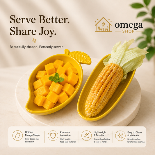 Omega Mango Serving Bowl & Corn Platter Set – Premium Melamine Serving Dish Bundle (2-Piece)