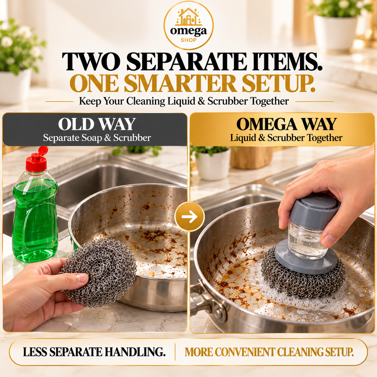 Refillable Soap-Dispensing Steel Wool Scrubber