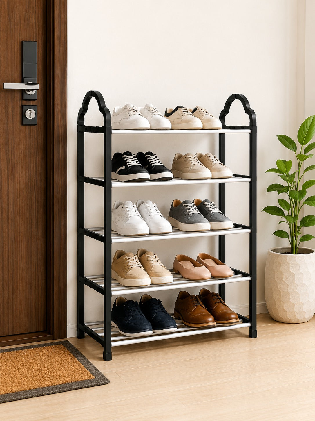 5-Tier Sturdy Shoe Rack with Transparent Dust-Proof Cover
