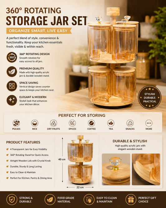 4-Piece Glass Canister Set with Crystal Knob Bamboo Lids