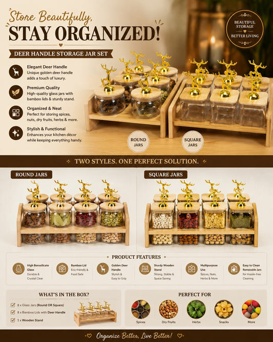 4-Piece Glass Canister Set with Crystal Knob Bamboo Lids