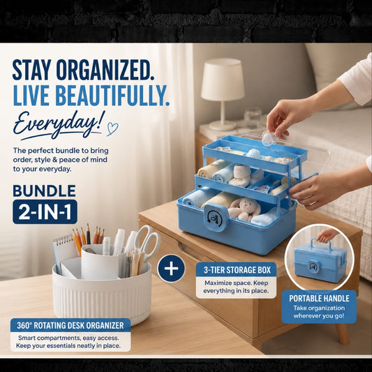 Blue 3-Tier Multipurpose Storage Box for Medication