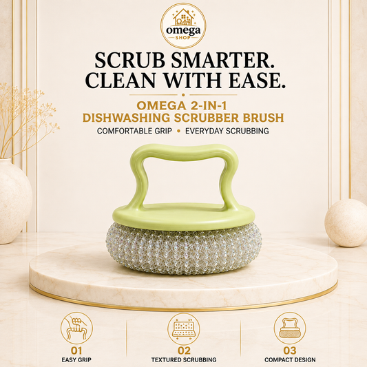 Omega 2-in-1 Dish Scrub Brush | Non-Stick Safe Cleaning Brush