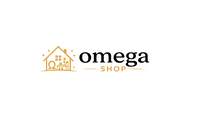 Omega Shop logo featuring a gold house icon with stars and the text 'omega SHOP' in black and gold on a white background.