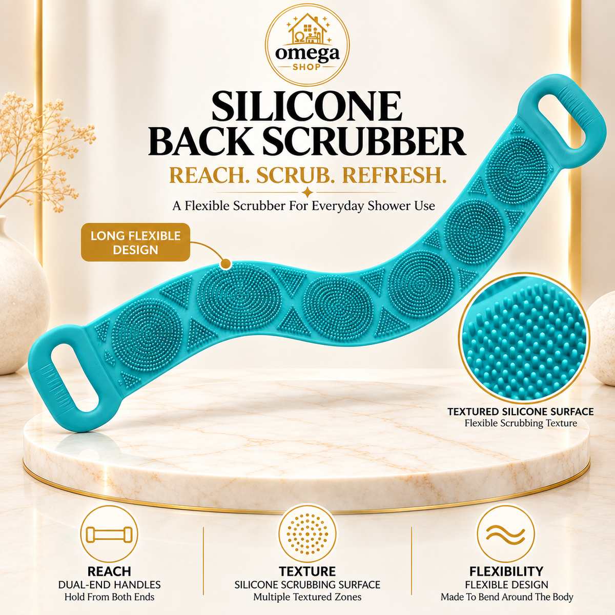 Silicone Back Scrubber for Shower