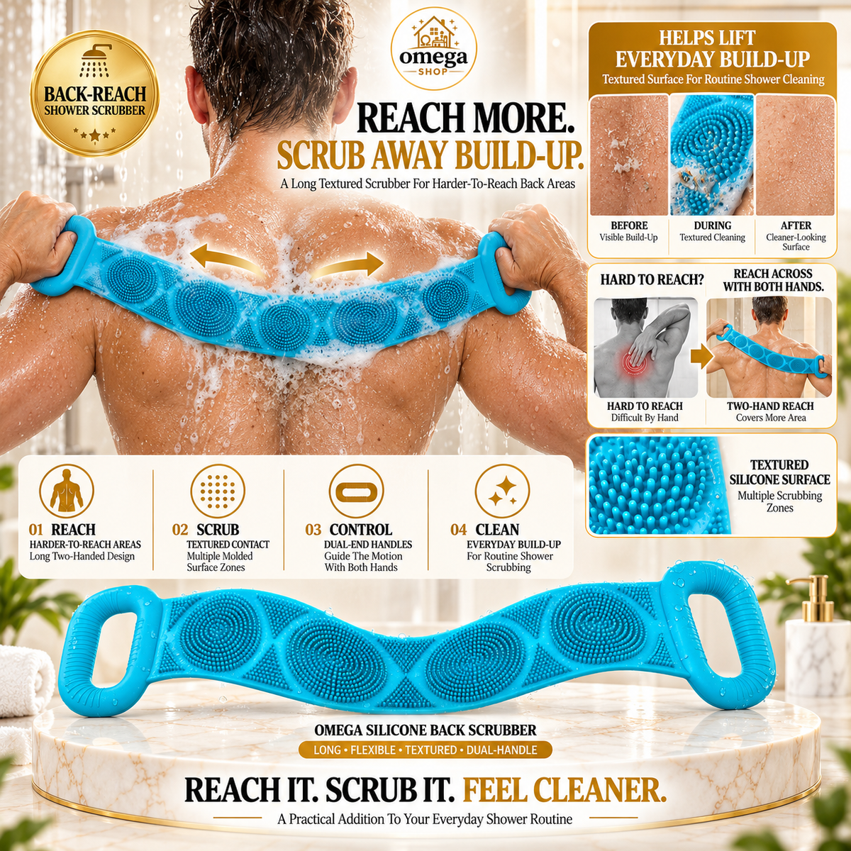Silicone Back Scrubber for Shower