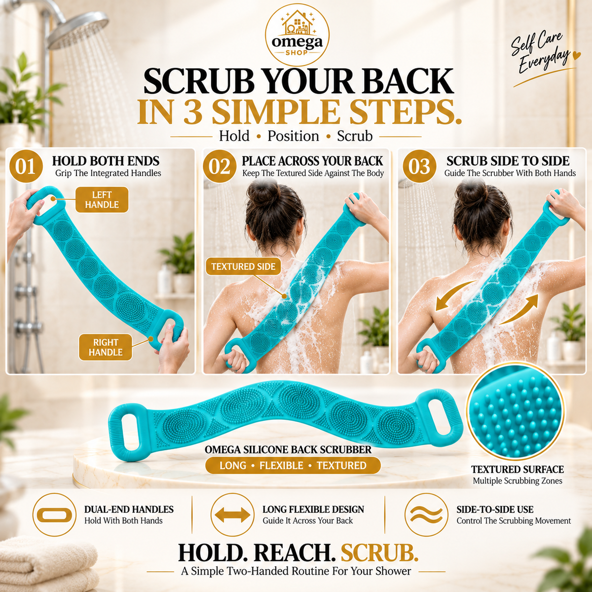 Silicone Back Scrubber for Shower