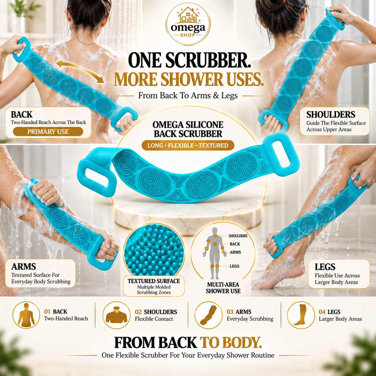 Silicone Back Scrubber for Shower