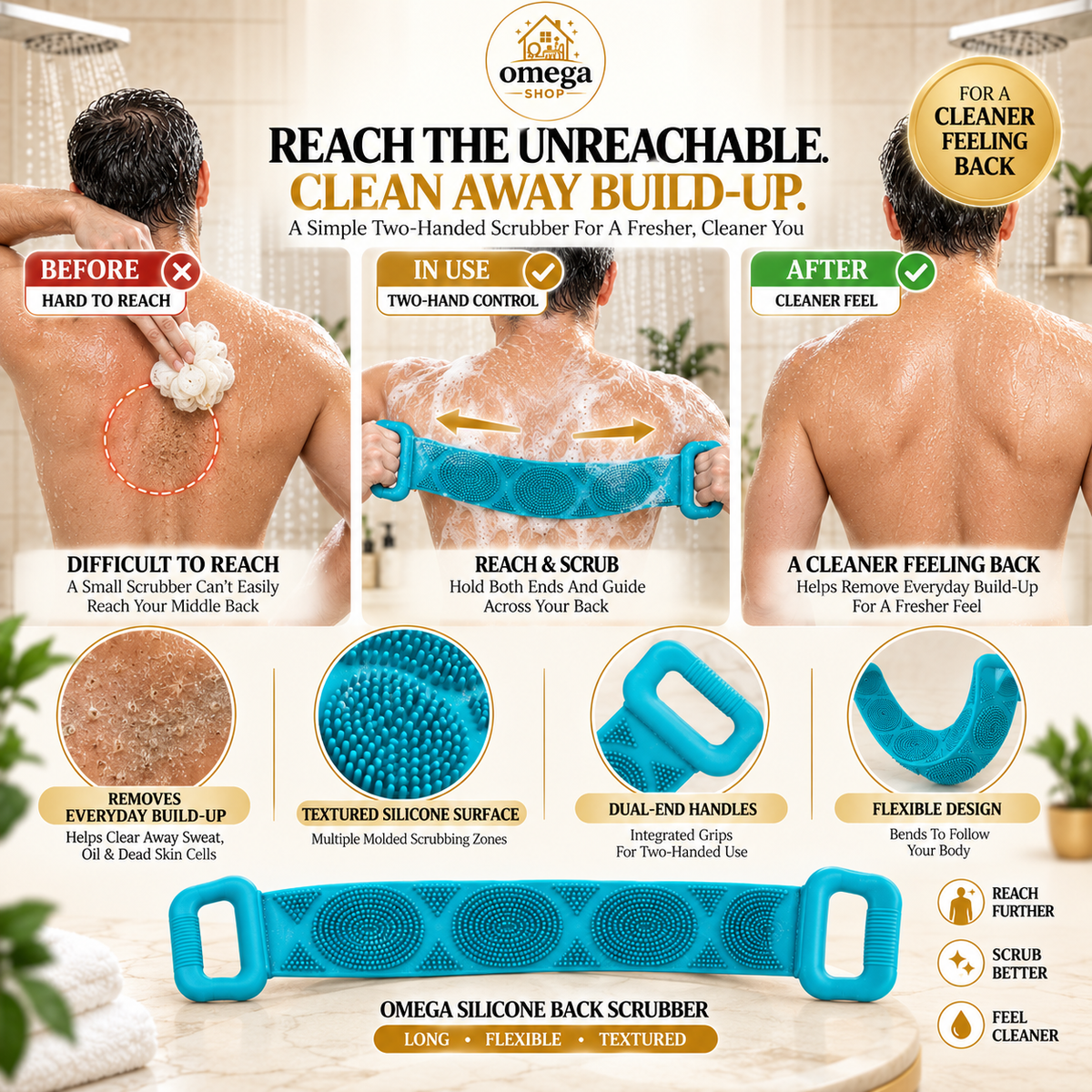 Silicone Back Scrubber for Shower