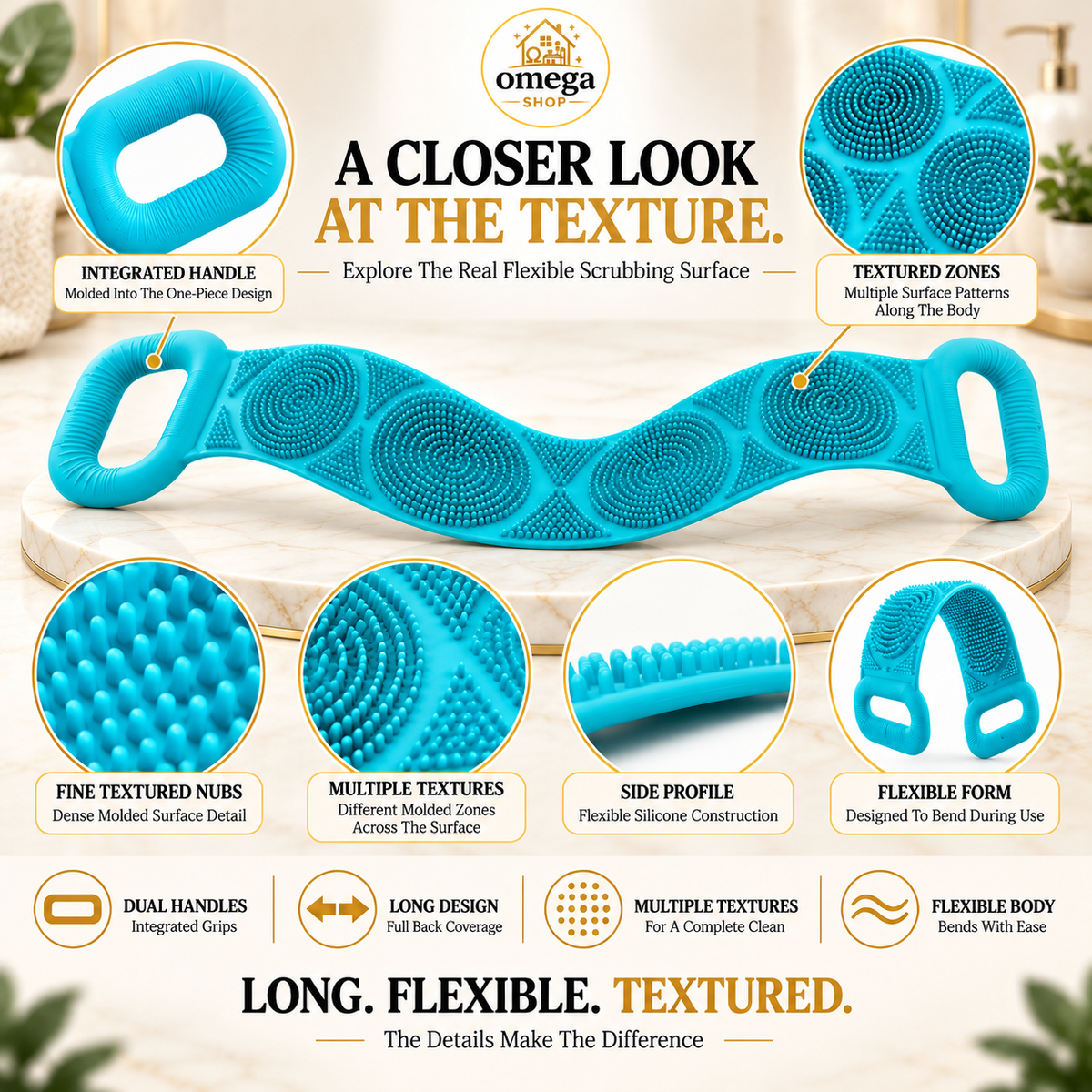 Silicone Back Scrubber for Shower