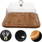 Square Bamboo Cake Dish with Transparent Acrylic Lid