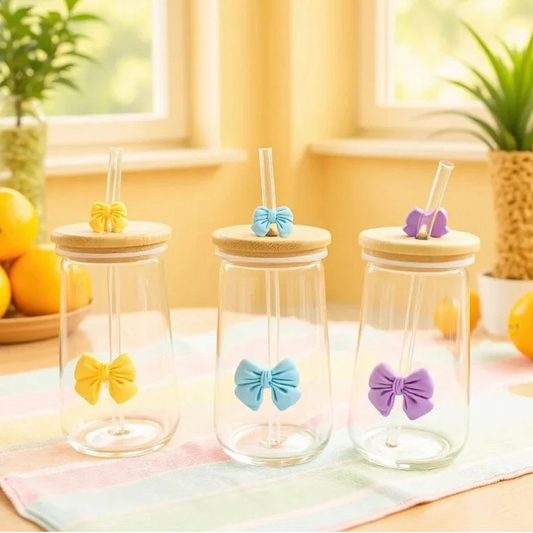 Trendy Bow-Adorned Glass Tumblers