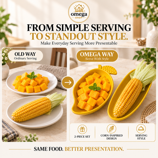 Omega Mango Serving Bowl & Corn Platter Set – Premium Melamine Serving Dish Bundle (2-Piece)