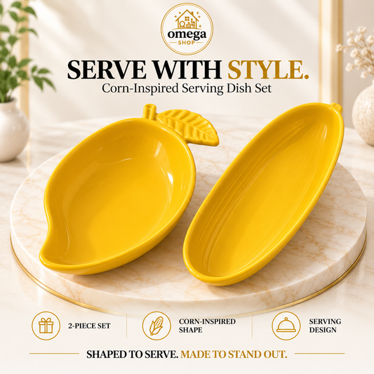 Omega Mango Serving Bowl & Corn Platter Set – Premium Melamine Serving Dish Bundle (2-Piece)
