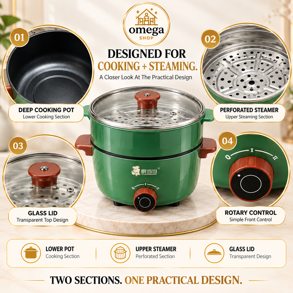 Portable Multifunctional Electric Cooking Pot | Non-Stick Mini Cooker |