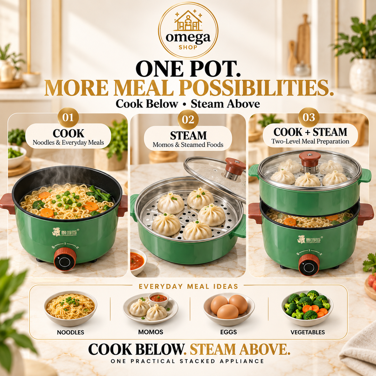 Portable Multifunctional Electric Cooking Pot | Non-Stick Mini Cooker |
