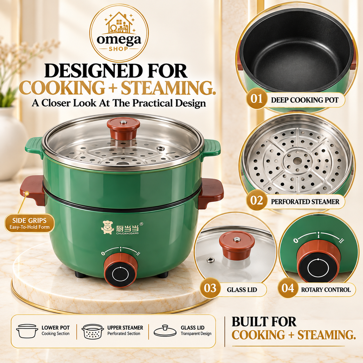 Portable Multifunctional Electric Cooking Pot | Non-Stick Mini Cooker |
