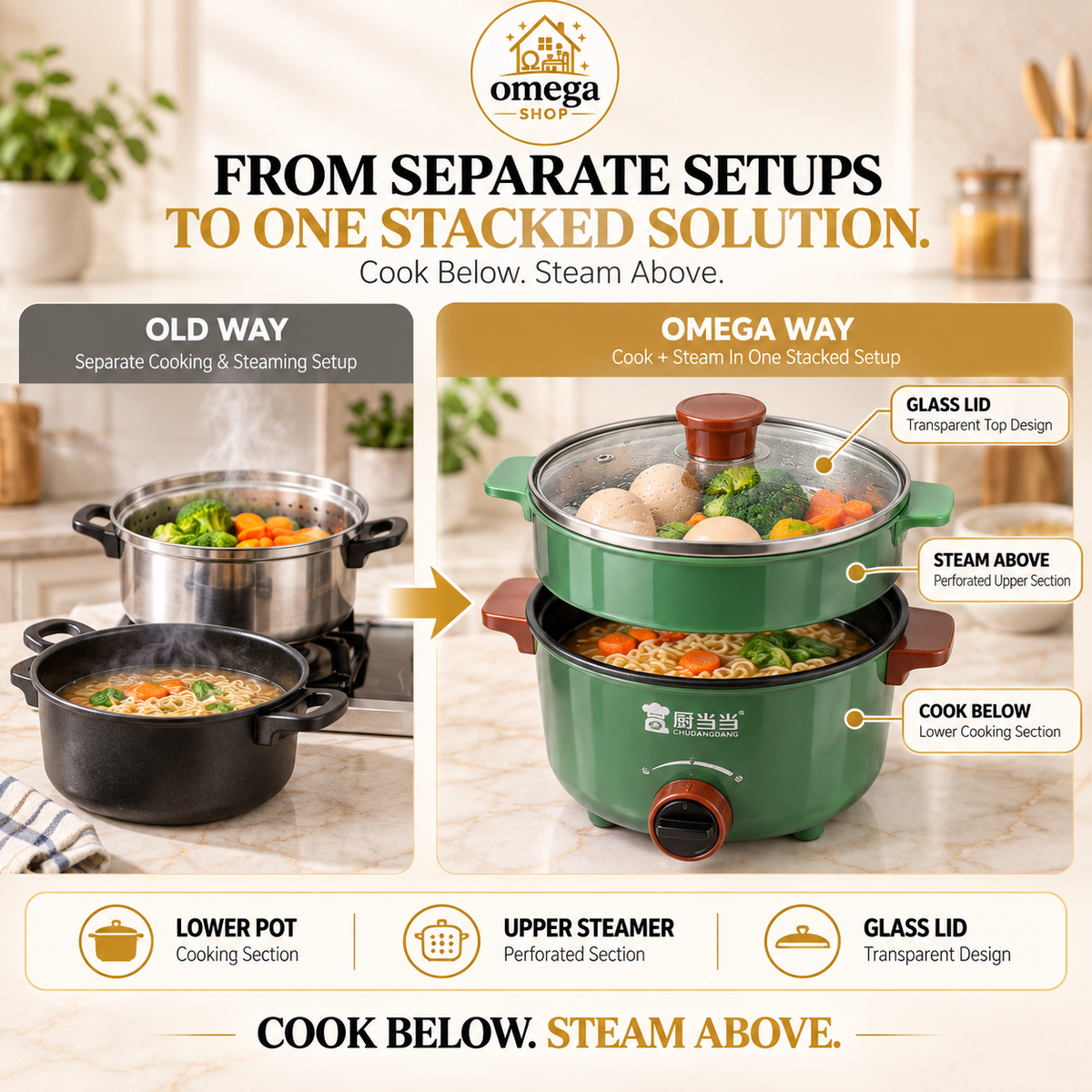 Portable Multifunctional Electric Cooking Pot | Non-Stick Mini Cooker |
