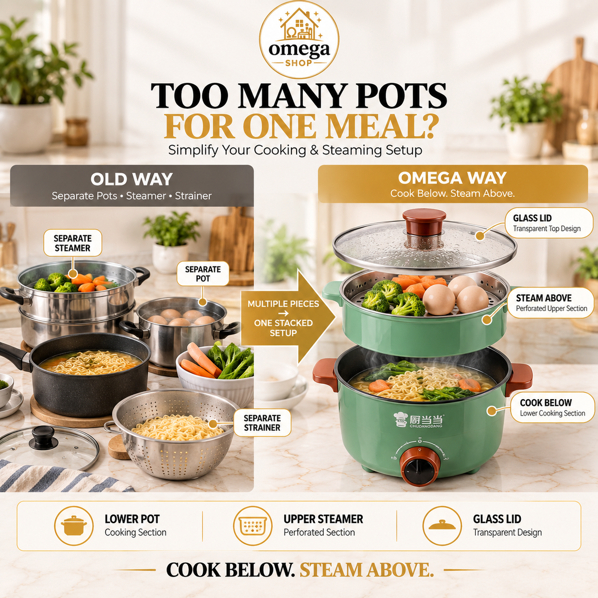 Portable Multifunctional Electric Cooking Pot | Non-Stick Mini Cooker |
