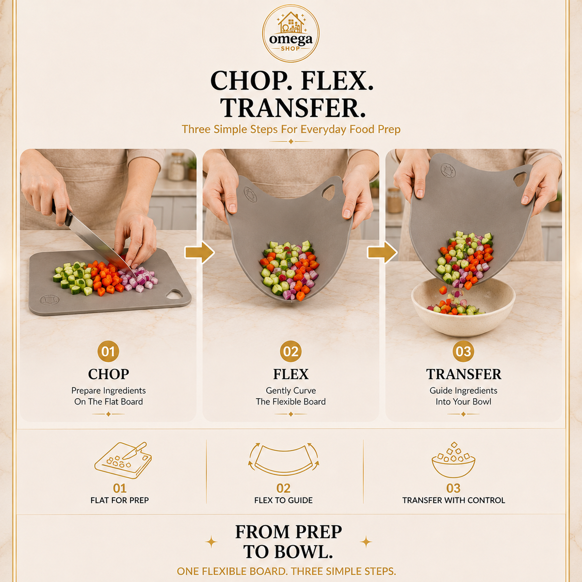 Omega Premium Flexible Silicone Cutting Board