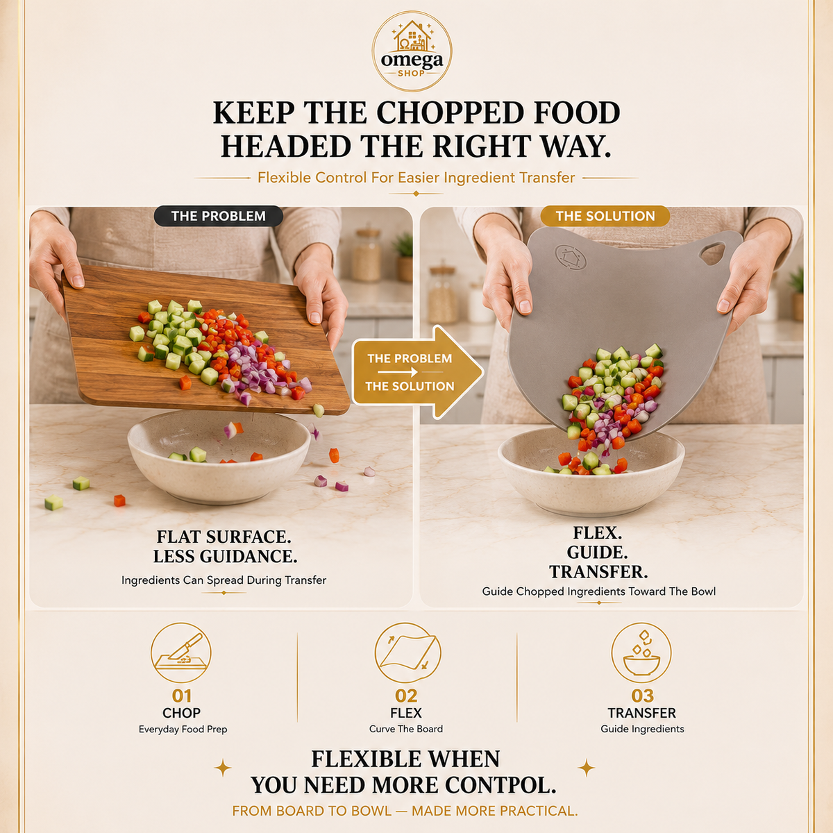 Omega Premium Flexible Silicone Cutting Board