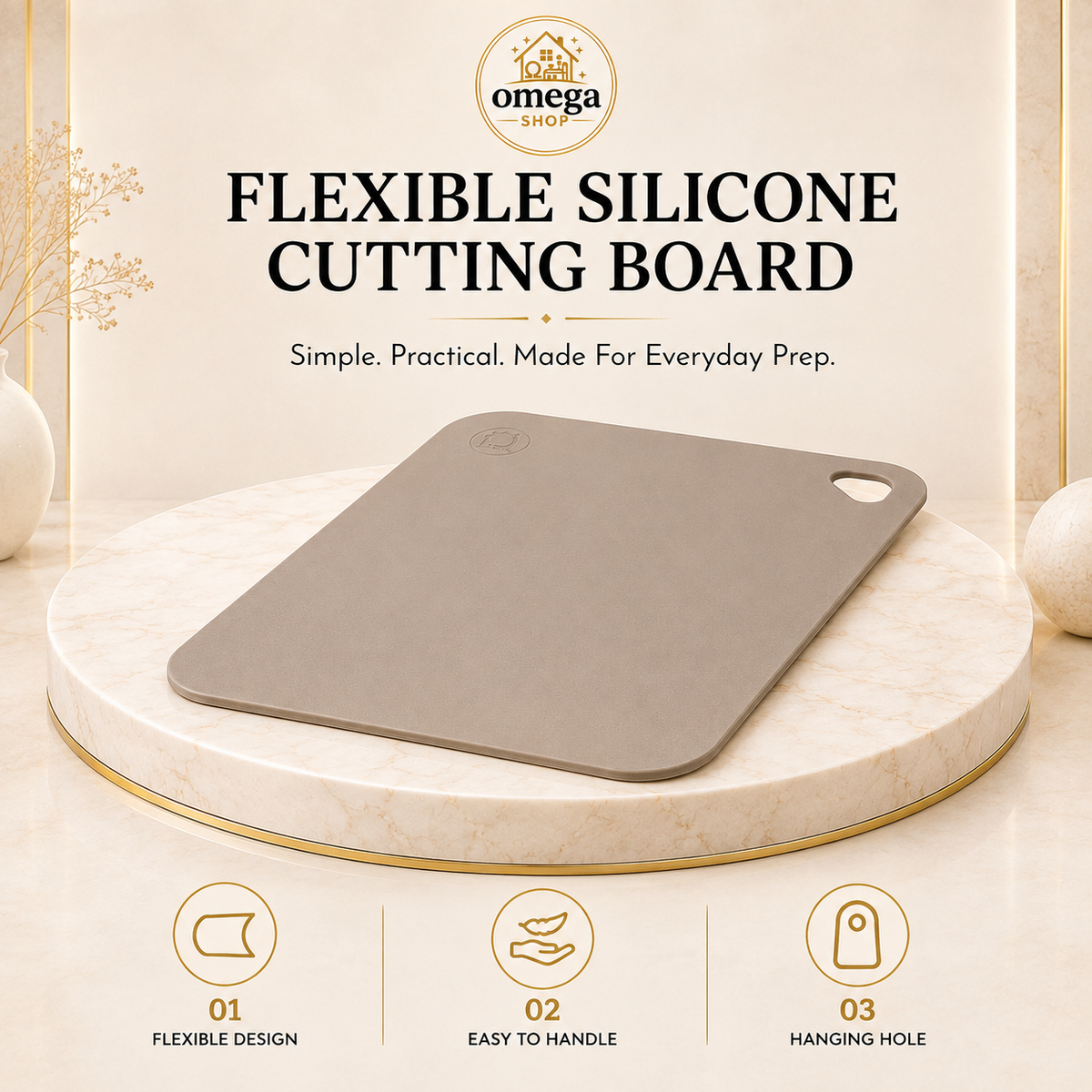 Omega Premium Flexible Silicone Cutting Board