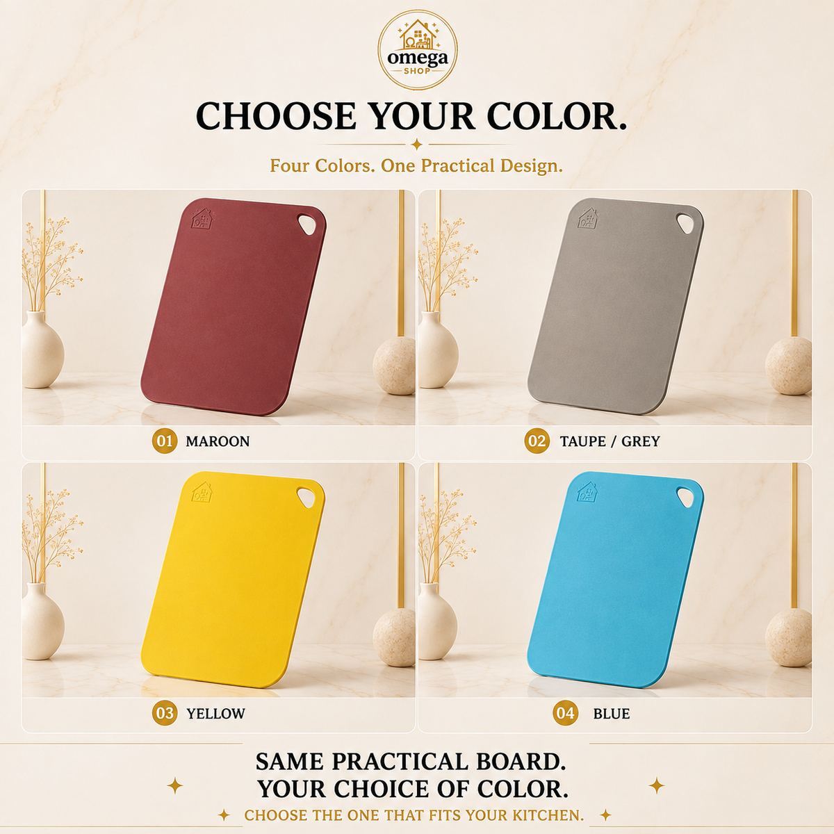 Omega Premium Flexible Silicone Cutting Board