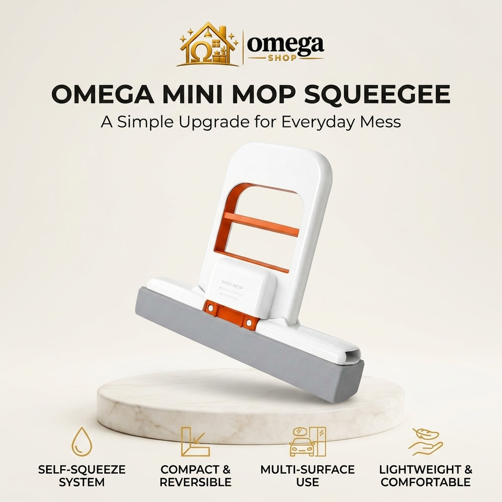 Omega Mini Foldable Self-Squeeze Sponge Mop for Kitchen & Bathroom
