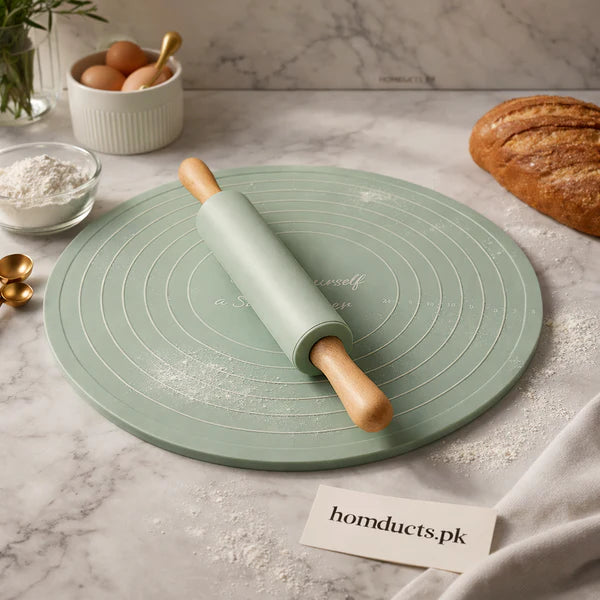 Non-Stick Silicone Dough Rolling Mat with Rolling Pin