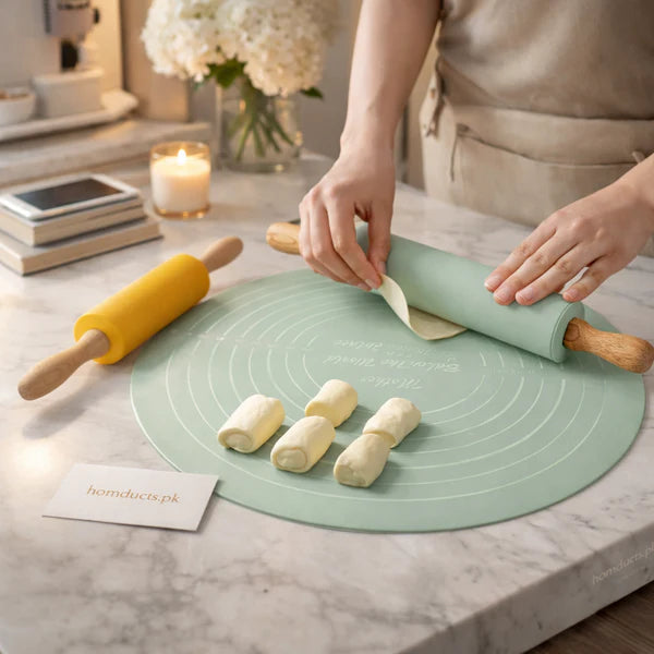 Non-Stick Silicone Dough Rolling Mat with Rolling Pin