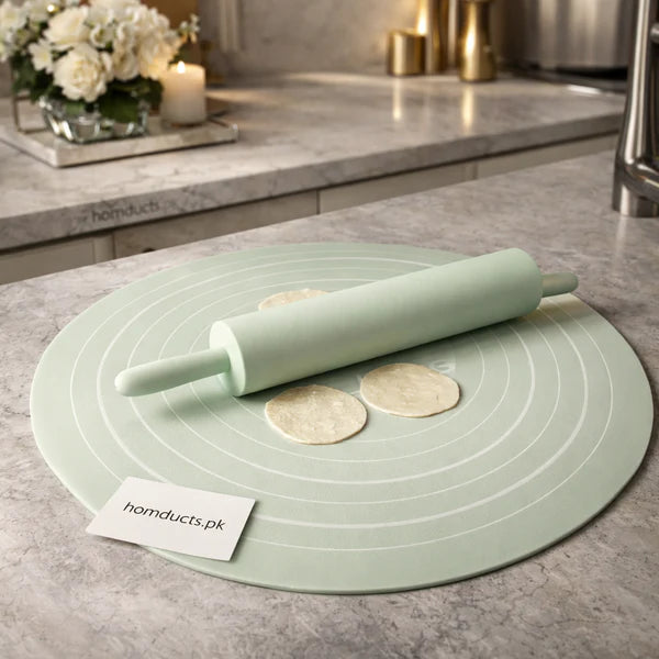Non-Stick Silicone Dough Rolling Mat with Rolling Pin