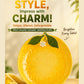 Fruit-shaped ceramic serving plate with lemon design on a beige background