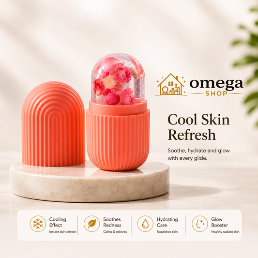 Omega Ice Roller for Face – Reusable Silicone Facial Ice Mold for Skin Cooling, Puffiness & Glow