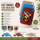 Omega Shop silicone cutting boards shown in three colors: blue, maroon, and gray. The main product displayed is a maroon cutting board with a black-handled knife, sliced vegetables, and a cucumber.