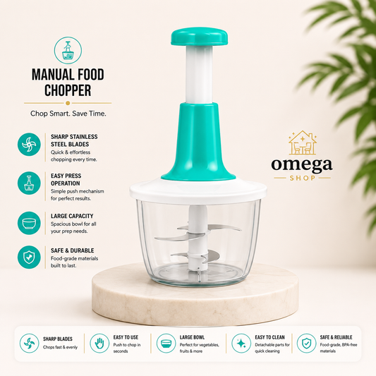 Omega Premium Manual Food Chopper with Stainless Steel Blades
