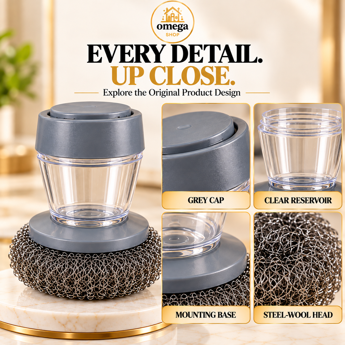 Refillable Soap-Dispensing Steel Wool Scrubber