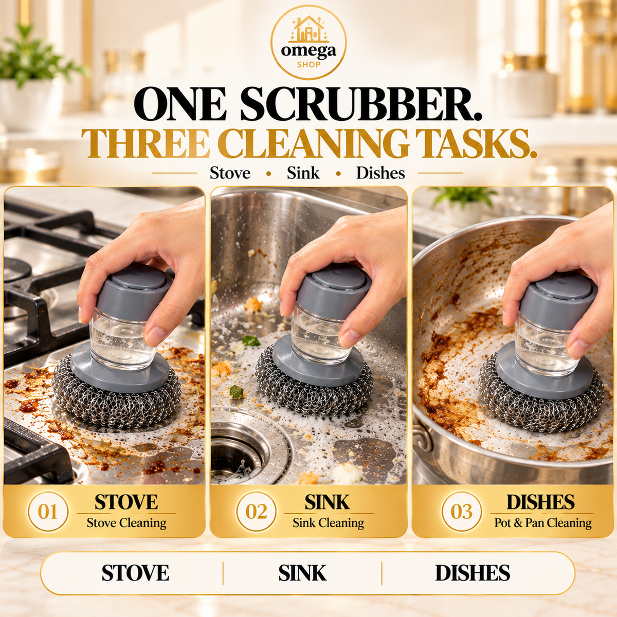 Refillable Soap-Dispensing Steel Wool Scrubber