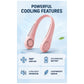 Portable Rechargeable Neck Fan  Hands-Free USB Cooling Fan  3 Speed Personal Wearable Fan