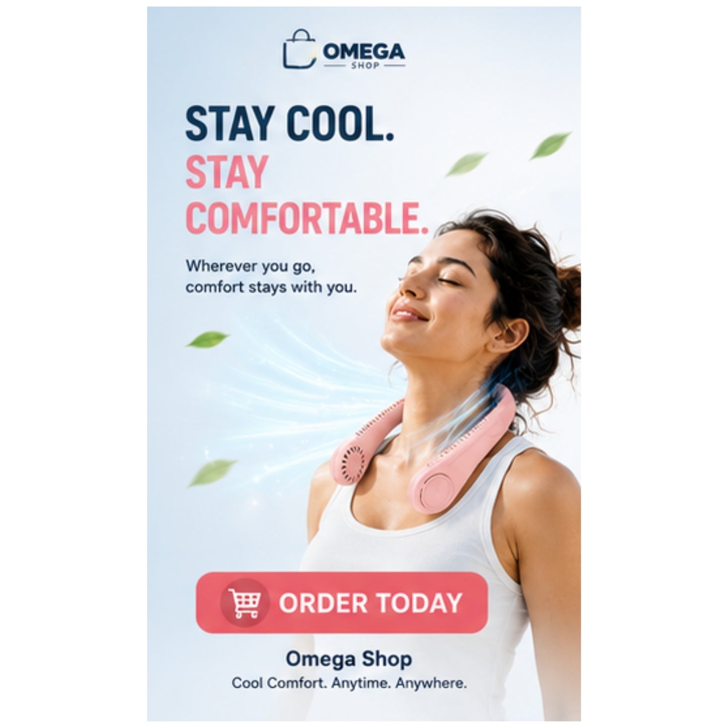 Portable Rechargeable Neck Fan  Hands-Free USB Cooling Fan  3 Speed Personal Wearable Fan