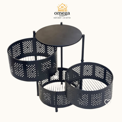 Premium Round Rotating Metal Storage Rack with  | 3 Tier, 4 Tier & 5 Tier Kitchen Organizer