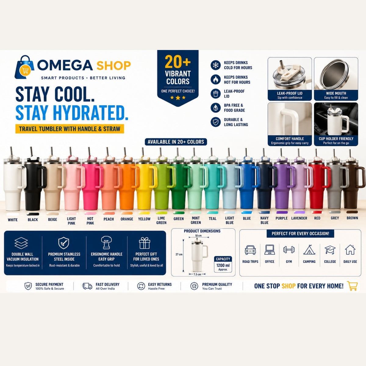 Stainless Steel Tumblers with Handle
