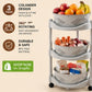 Gray 3-Tier Colander Rack with Rotating Baskets