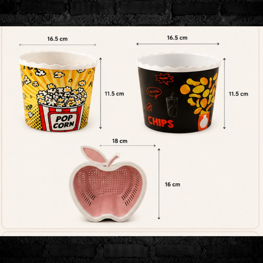 Reusable Plastic Snack Bowl Set
