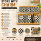 7-Piece Ceramic Canister Set with Marble Design & Bamboo Lids
