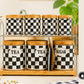 7-Piece Ceramic Canister Set with Marble Design & Bamboo Lids